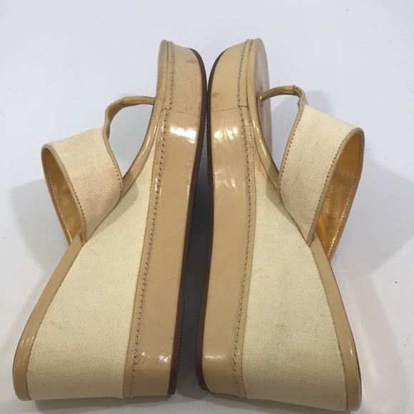 Coach sandals Felicia size 8.5B cream tan gold 3 1/2” heel - Picture 9 of 11